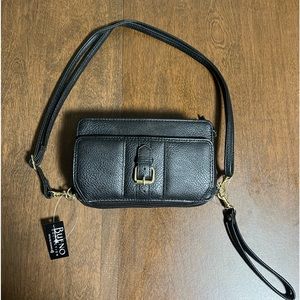 Black cross body or shoulder purse.
